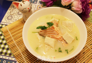三文鱼牛奶豆腐汤的做法步骤：7