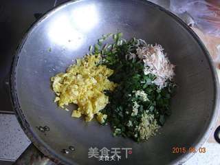 水煎韭菜盒子陷玉面包子的做法步骤:4
