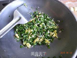 水煎韭菜盒子陷玉面包子的做法步骤:5