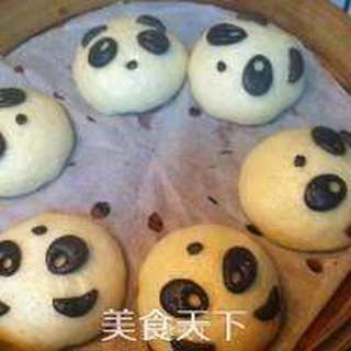 熊猫豆沙包的做法步骤:15