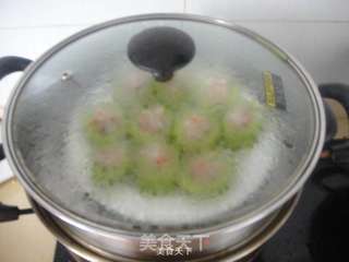 虾粒肉末镶苦瓜的做法步骤:7