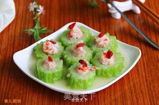 虾粒肉末镶苦瓜的做法步骤:10