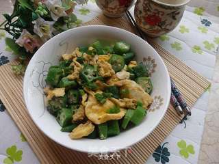 秋葵炒蛋---夏季的清爽快手菜的做法步骤:9