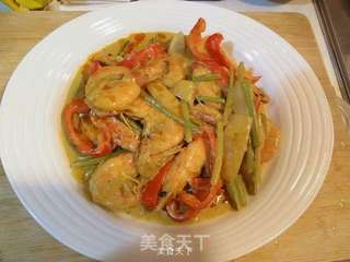 泰式咖喱虾的做法步骤:5