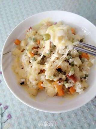 剩饭的华丽变身——培根芝士焗饭的做法步骤:7