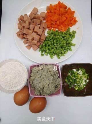火腿豆渣煎饼的做法步骤:4