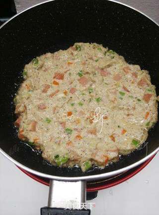 火腿豆渣煎饼的做法步骤:9