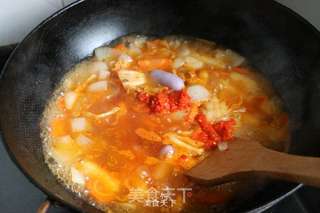 辣白菜芝心年糕的做法步骤:5