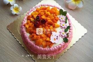 粉嫩酸奶生日蛋糕的做法步骤:15