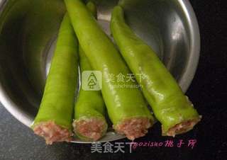 尖椒酿肉的做法步骤:3