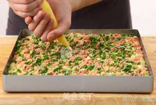 香葱肉丝火腿卷的做法步骤:6
