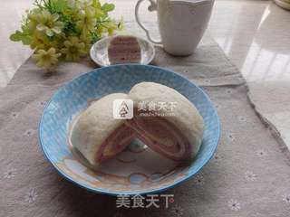 奶香紫薯双色卷的做法步骤:12