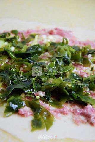 裙带虾酱肉末饼的做法步骤:6
