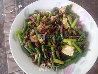 蒜薹炒肉+鸡蛋的做法步骤:11