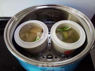 一锅两盅-竹荪排骨盅-绿豆排骨盅的做法步骤:13
