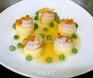 虾仁虫草花蒸玉子豆腐编辑的做法步骤:8
