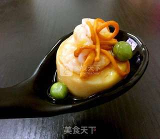 虾仁虫草花蒸玉子豆腐编辑的做法步骤:11