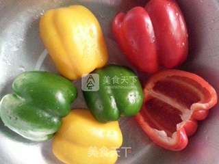 三彩煸肉的做法步骤:2