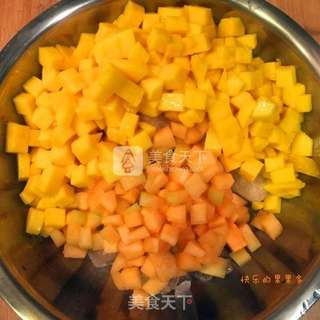 芒果哈密瓜果酱的做法步骤:4