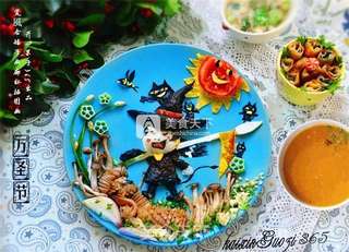 万圣节餐盘画的做法步骤:12