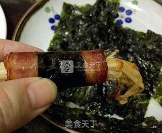 海苔培根金针菇卷的做法步骤:8