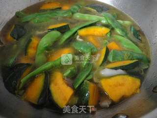 南瓜炖豆角的做法步骤:6