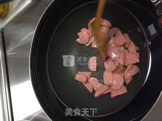 香煎火腿片炒鸡蛋的做法步骤:6