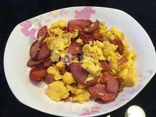 香煎火腿片炒鸡蛋的做法步骤:9