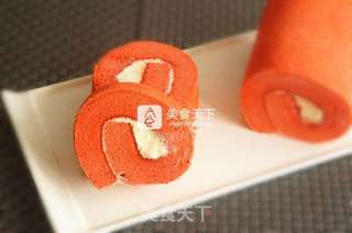 红丝绒烫面戚风卷的做法步骤:23