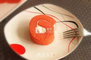 红丝绒烫面戚风卷的做法步骤:24