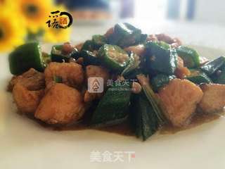 秋葵炒鸡丁的做法步骤:12