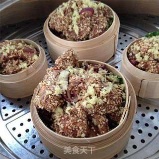 荷叶米粉蒸排骨的做法步骤:14