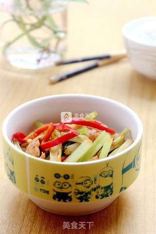 芹菜红椒炒肉片的做法步骤:9