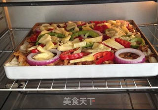 腰果鸡丁厚饼披萨的做法步骤:26
