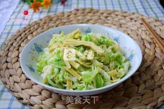 圆白菜炒豆皮的做法步骤:8