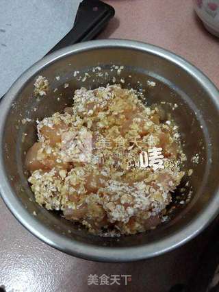 心瘾好久了的美味【烤箱燕麦鸡米花】的做法步骤:5