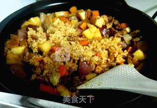 电饭锅煲米饭羊肉的做法步骤:6