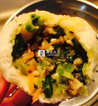 什锦素包子-香菇油菜胡萝卜的做法步骤:5