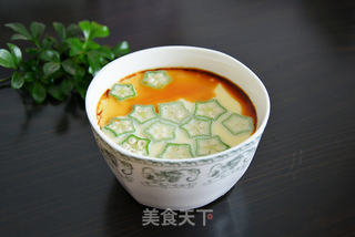 秋葵蒸蛋的做法步骤:7