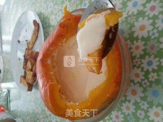 牛奶布丁南瓜盅的做法步骤:5