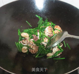 八爪鱼炒韭菜的做法步骤:8