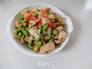 葱香藕丁拌毛豆的做法步骤:7