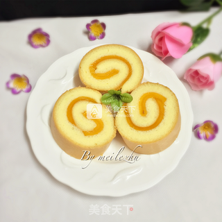 芒果炼奶蛋糕卷的做法步骤:19