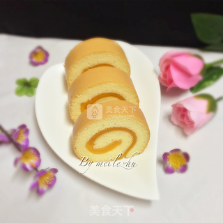芒果炼奶蛋糕卷的做法步骤:17