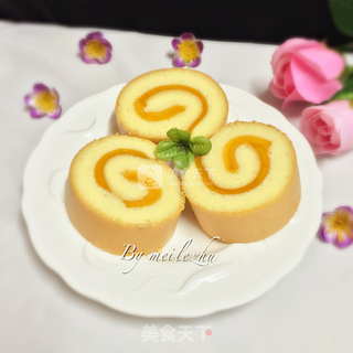 芒果炼奶蛋糕卷的做法步骤:18