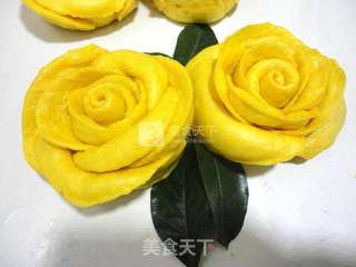 南瓜黄玫瑰花馒头的做法步骤:12