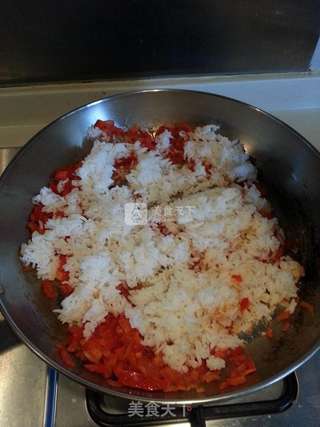 红蔬炒饭的做法步骤:5