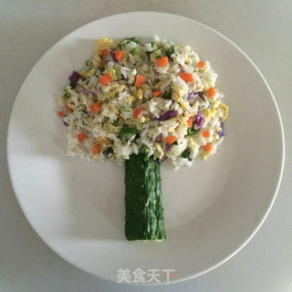 儿童创意餐——大树炒饭的做法步骤:14