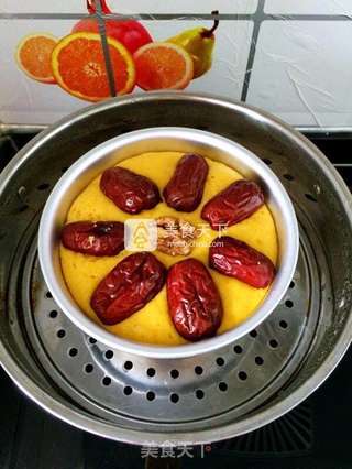 南瓜红枣发糕的做法步骤:4