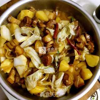 土豆白菜大肉炖粉条的做法步骤:8